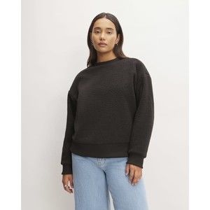 NWT Everlane Black Renew Fleece Oversized Crew Sweater Size Small